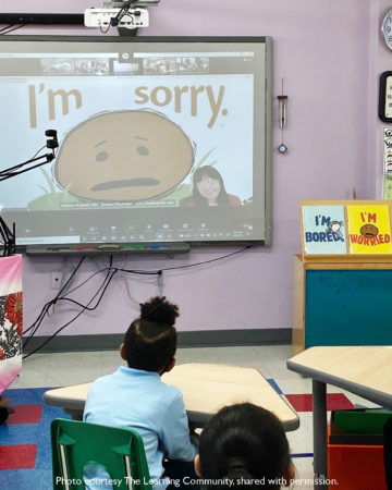 Virtual presentation during I'M SORRY book tour at The Learning Community